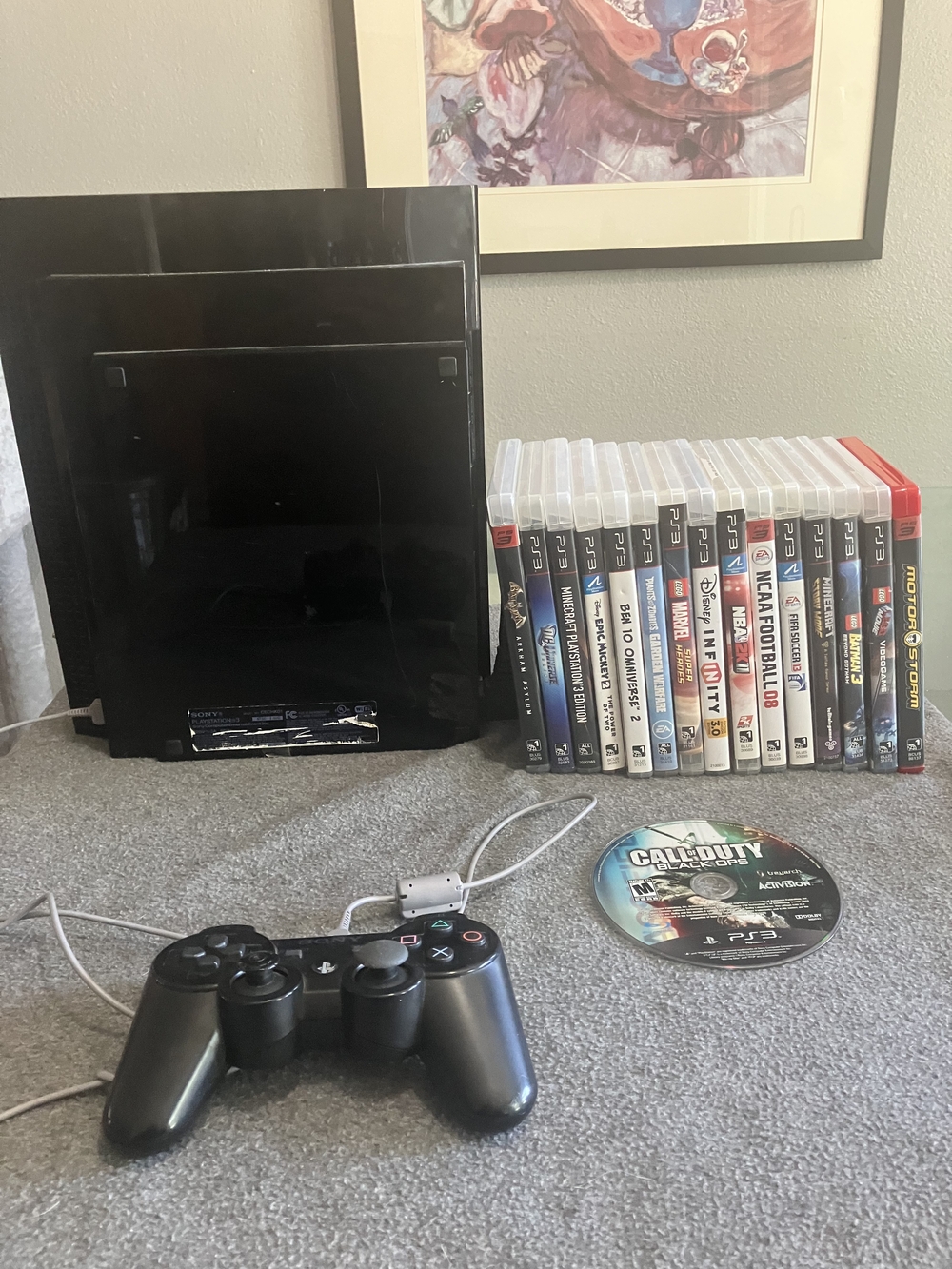Sony Black PlayStation 3 Fat Console with Controller and Game Bundle Tested